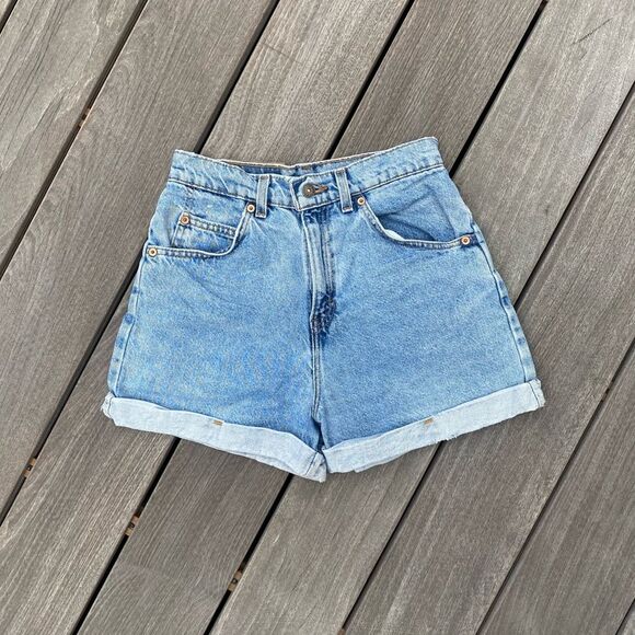 Made in USA Levis 954 Vtg Highwaisted Denim Jean Shorts 25 26 Womens Ora… - Picture 1 of 7